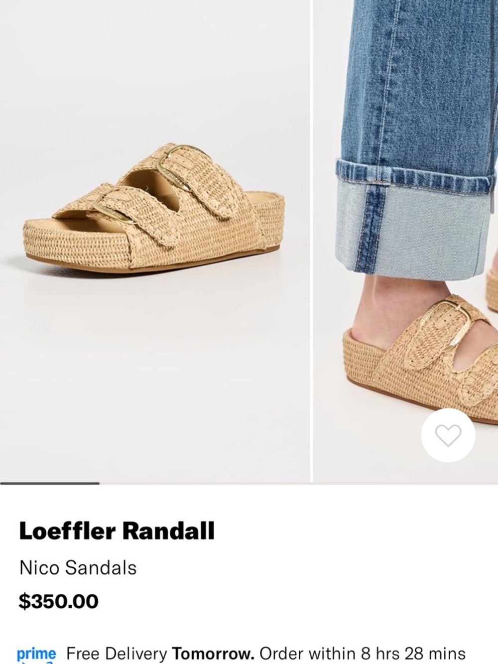 Loeffler Randall Nico Woven Double-Buckle Slide Sandals in Natural Straw